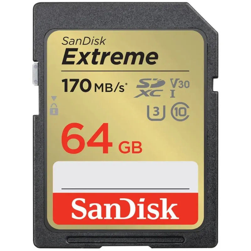 Օրիգինալ Հիշողության Քարտ SanDisk Extreme SDXC 64GB 170MB/s V30 UHS-I U3