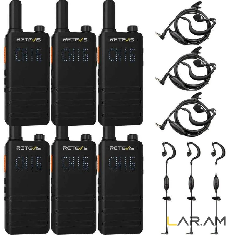 Ռացիաների լրակազմ Retevis B63H PMR446 (6 հատ) ականջակալներով