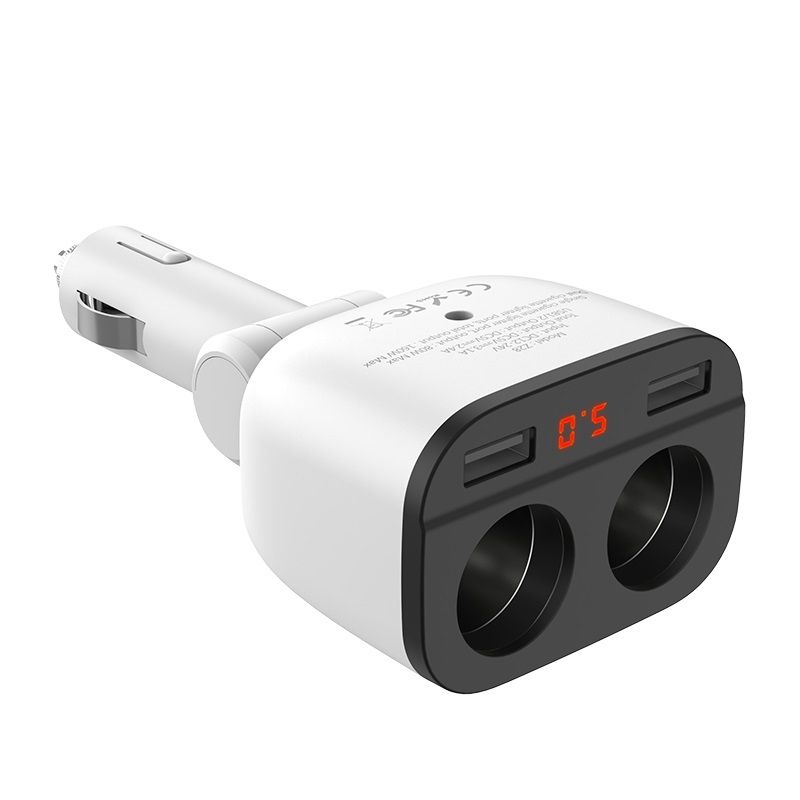Ավտոմեքենայի Լիցքավորիչ Hoco Z28 (2xUSB, Ծխախոտի Վառիչի Լրացուցիչ Բնիկով և LED Էկրանով)