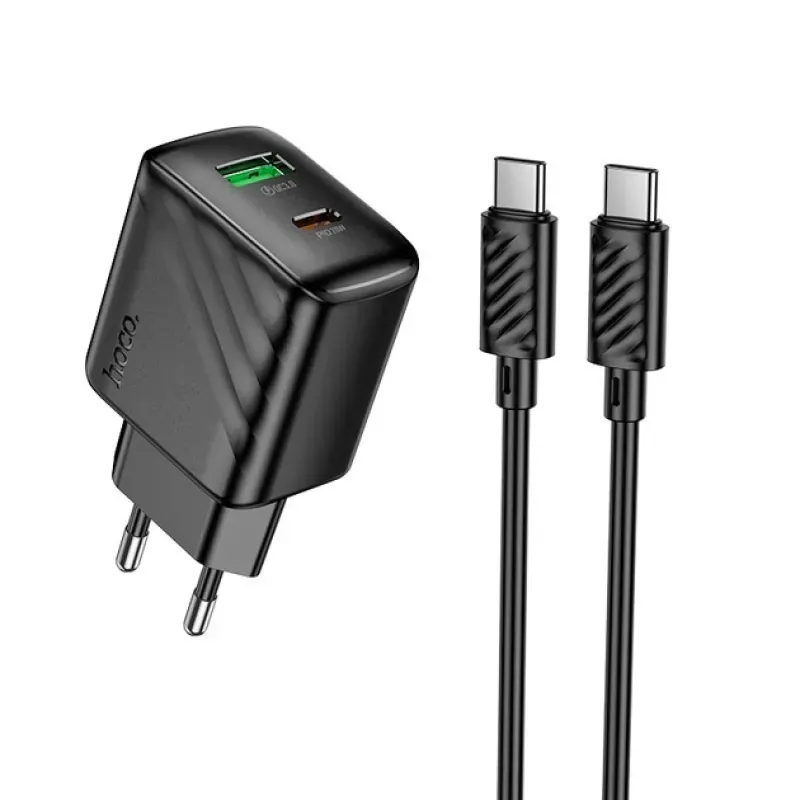HOCO CS25A Ocean PD 20W Single Port Type-C Wall Charger Set (with Type-C to Type-C Cable)