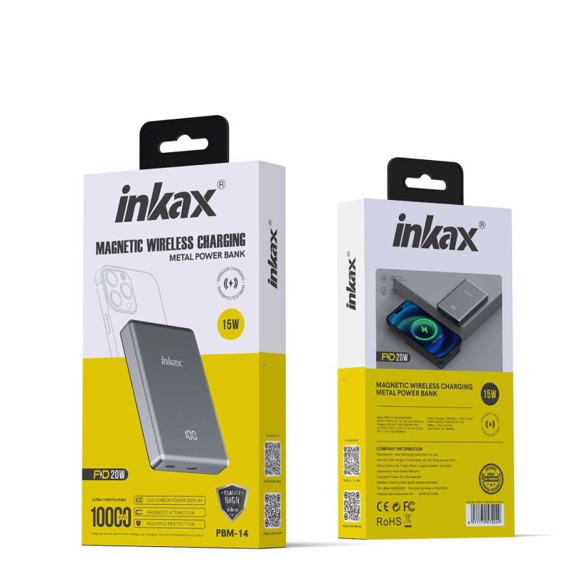 Արտաքին Սնուցման Մարտկոց Inkax PBM-14 10000mAh Power Bank (Grey / Մոխրագույն)