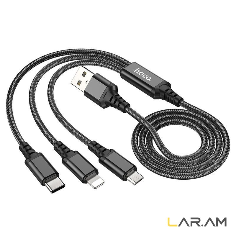 Մալուխ HOCO X76 Super 3in1 (Lightning / Type-C / Micro-USB) 1 մետր